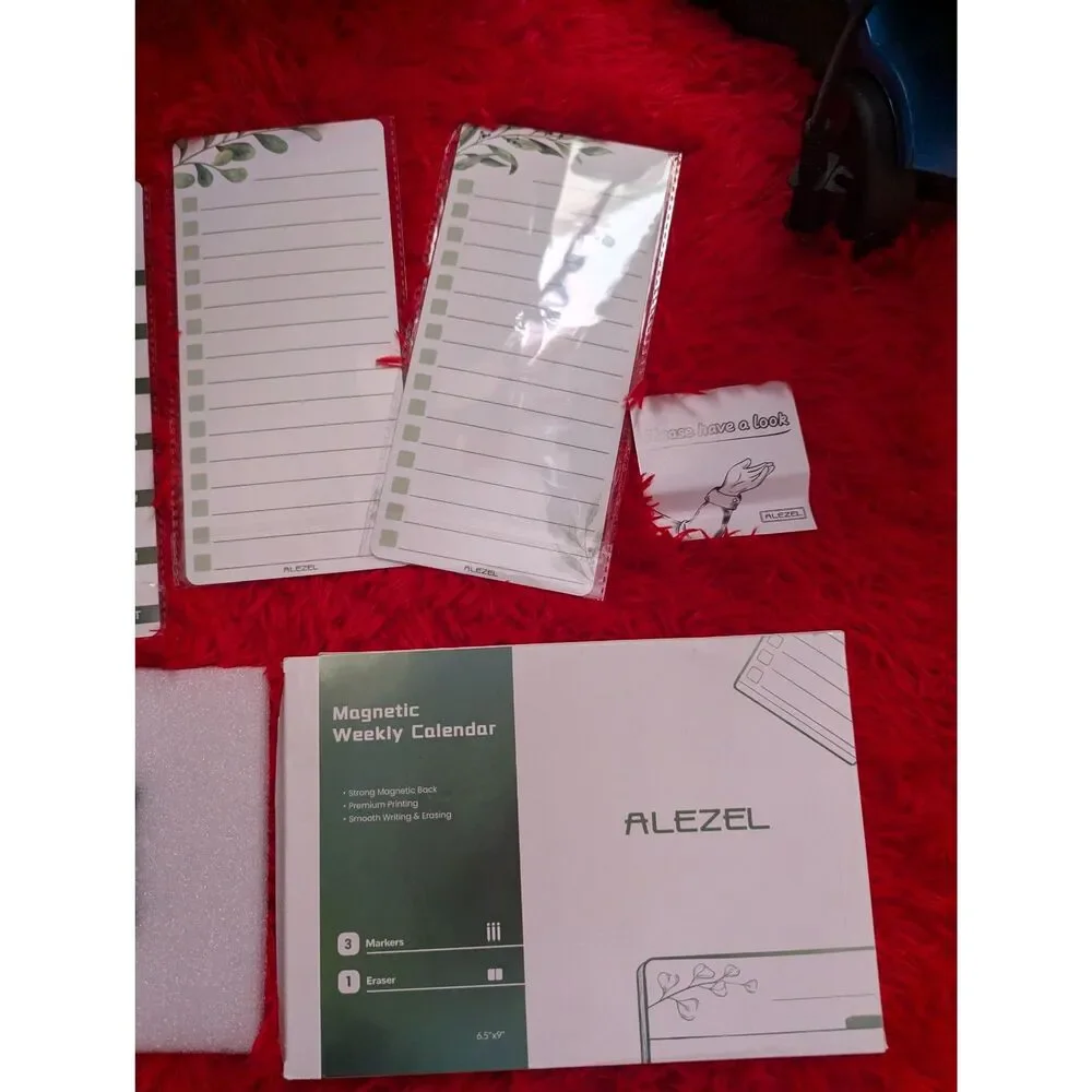 ALEZEL Magnetic Weekly Calendar & To Do List Fridge Whiteboard Set New